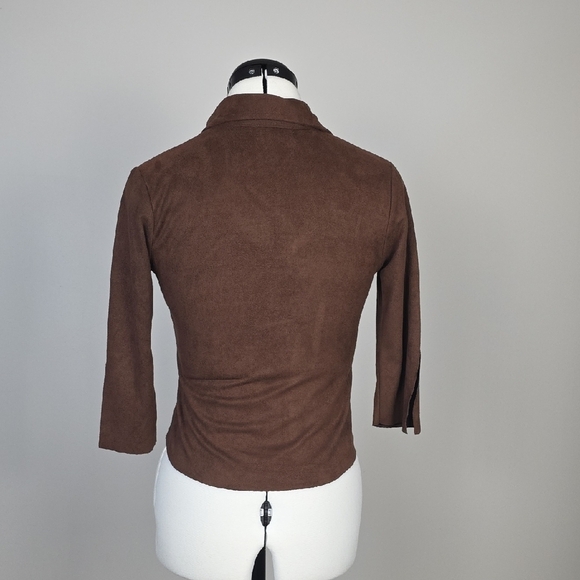 Shiyuan Brown Faux Suede Lace-Up Top – Y2K Retro Piece – Size XS - Picture 5 of 7